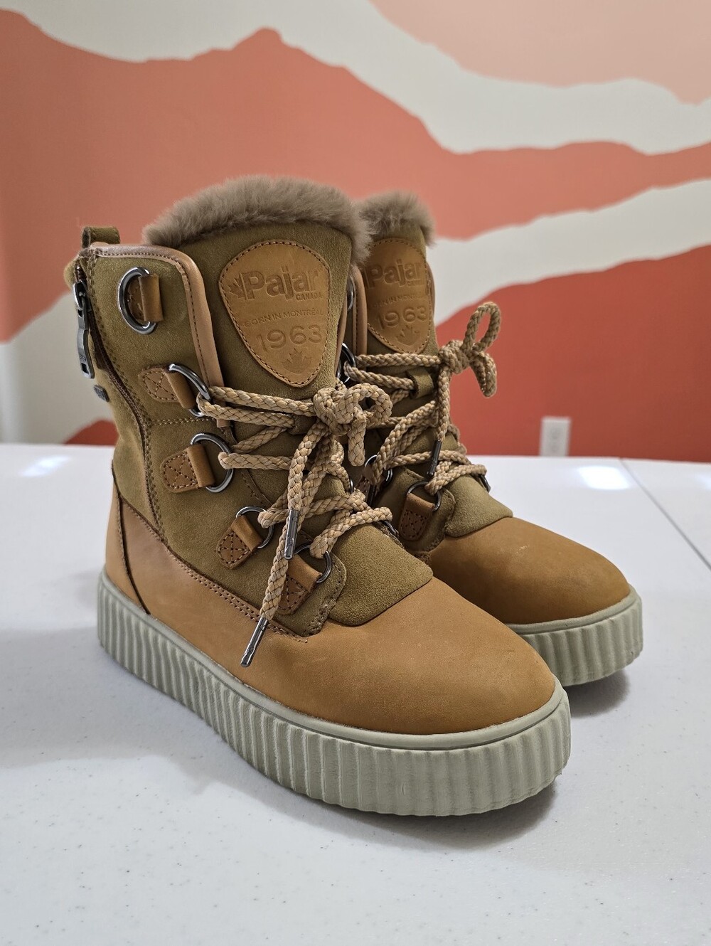 Pajar Womens Cade Leather Suede Winter Boots Waterproof 7 Outdoor Winter